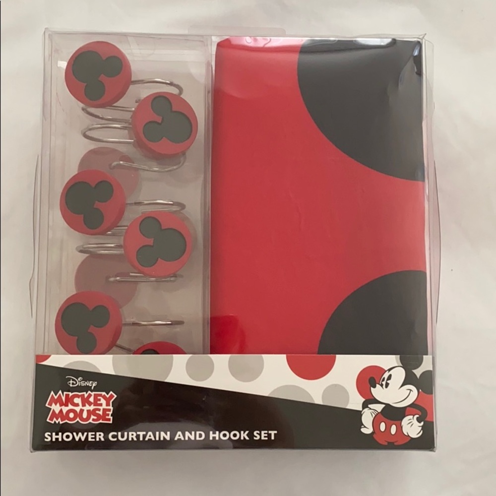 Mickey Mouse shower curtain and hook set